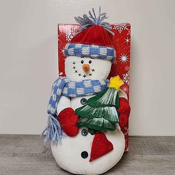 Vintage Fiber Optic Glowing Christmas Plushees Snowman 11" Hanging Standing - Picture 6 of 11